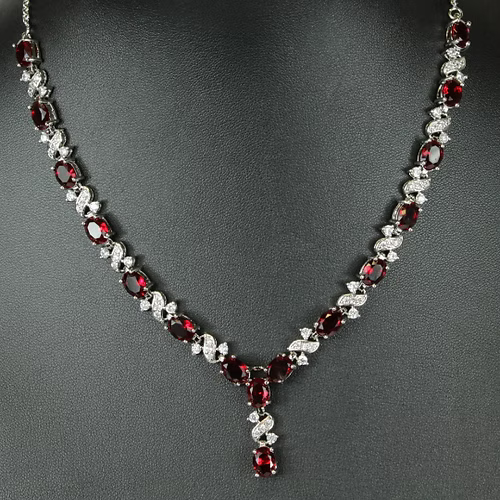 White Gold Finish Ruby Love And Kisses Necklace