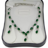White Gold Finish Created Diamond Green Emerald "Love and Kisses" Jewellery Set