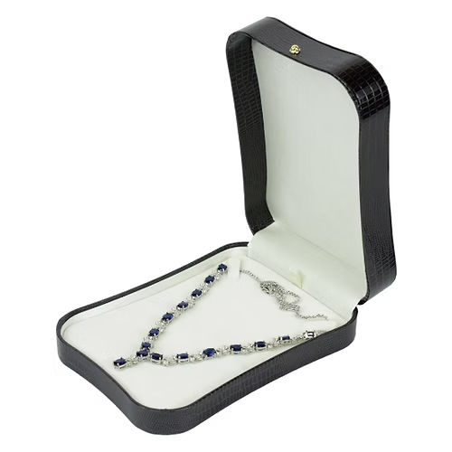 White Gold Finish Sapphire Love And Kisses Necklace