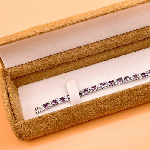 White Gold Finish Purple Amethyst bracelet