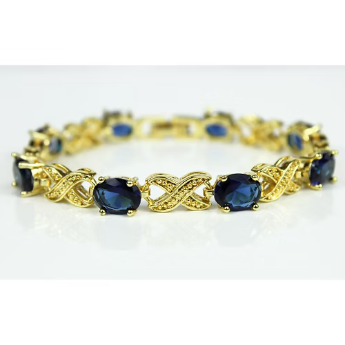 Yellow Gold Finish Sapphire Love And Kisses Bracelet