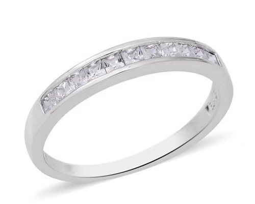 White Gold Finish Round Cut Eternity Ring Set