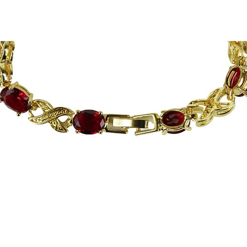 Yellow Gold Finish Ruby Love And Kisses Bracelet