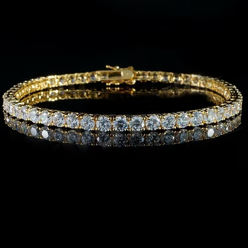Yellow gold finish round cut created diamond womens bracelet