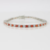 WHITE GOLD FINISH Orange Citrine Round Cut Alternating CD Bracelet