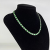 WHITE GOLD FINISH Square Cut Green Emerald and Created Diamond Necklace