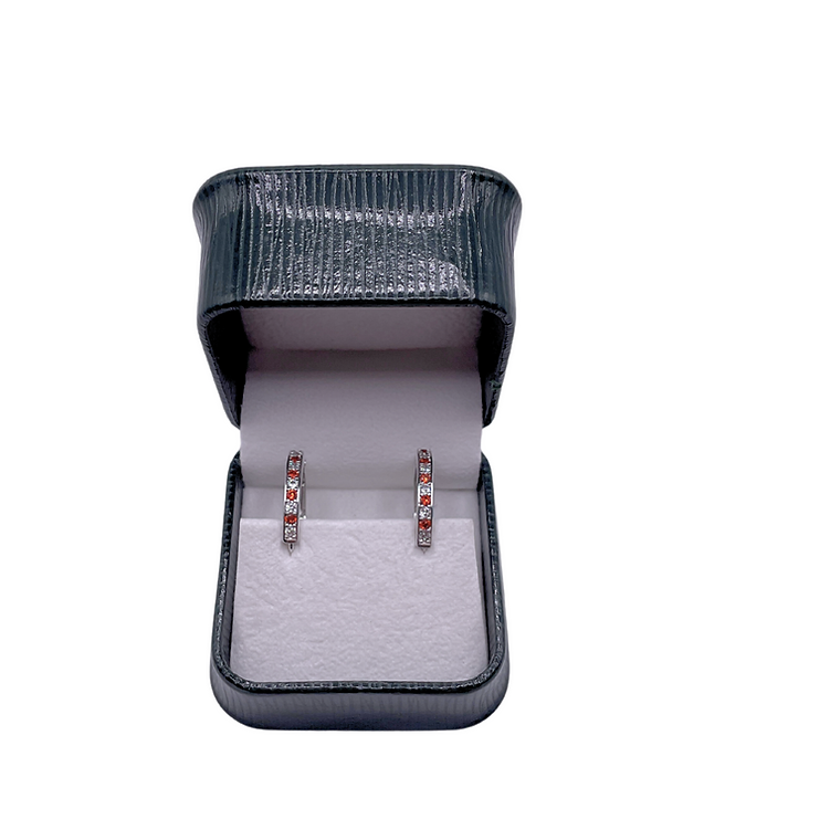 White Gold Finish Huggies Hoop Citrine and Created Diamond earring