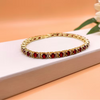Yellow gold finish round cut red ruby bracelet