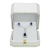 White Gold Finish Created Diamond Blue Sapphire Oval Cut Set