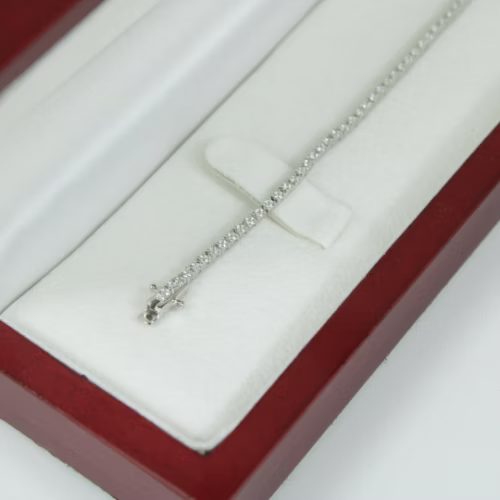 White Gold Finish Created Diamond Microscopic Round Cut Small Tennis Bracelet