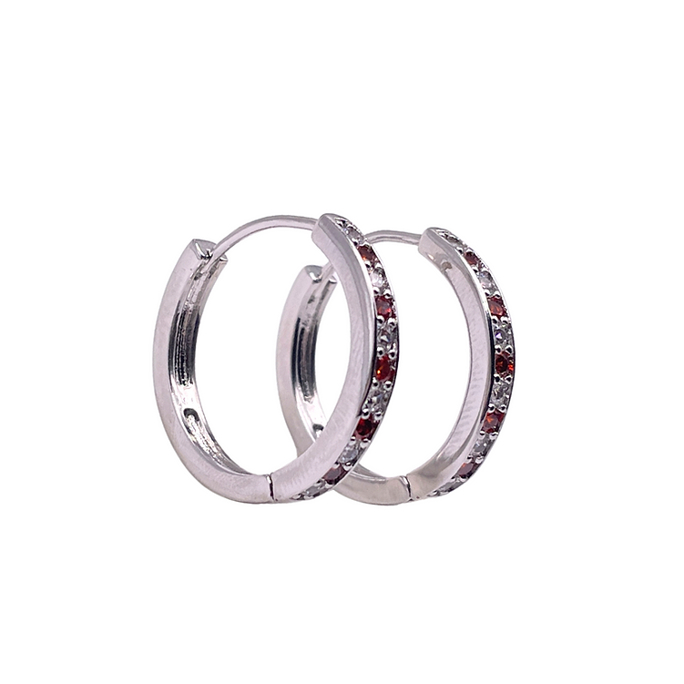 White Gold Finish Huggies Hoop Citrine and Created Diamond earring