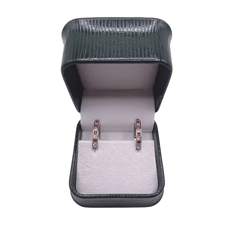 White Gold Finish Huggies Hoop Citrine and Created Diamond earring