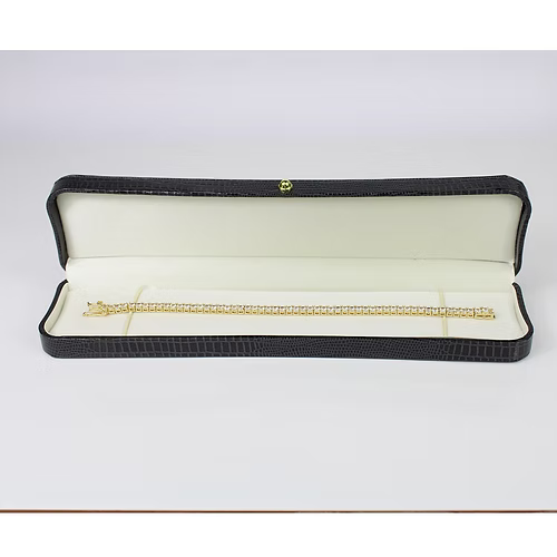 YELLOW GOLD FINISH Round Cut Classic Created Diamond bracelet