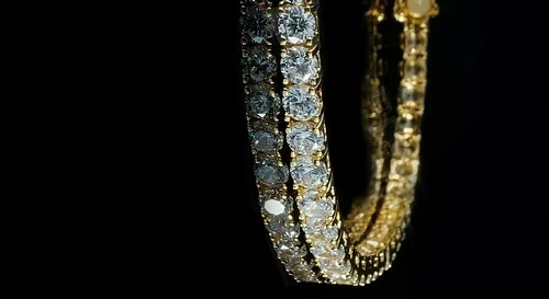 Yellow gold finish round cut created diamond womens bracelet