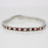 WHITE GOLD FINISH Red Garnet Princess Cut Alternating CD Bracelet