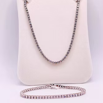 Tennis Created Diamond Bracelet and Necklace Se