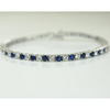 White Gold Finish Created Diamond Blue Sapphire Round Cut Tennis Bracelet