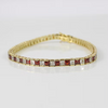 YELLOW GOLD FINISH Red Garnet Princess Cut Alternating CD Bracelet