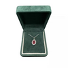 White Gold Finish Created Diamond Red Ruby Oval Cut Star Design Necklace
