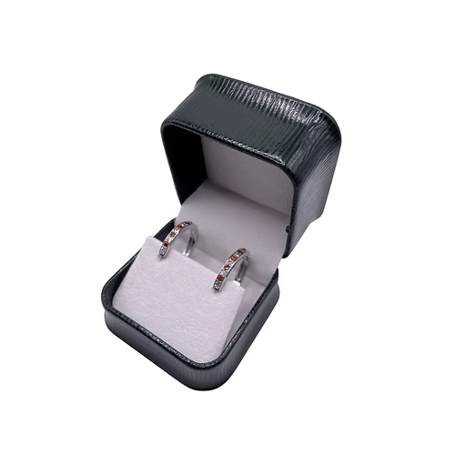 White Gold Finish Huggies Hoop Citrine and Created Diamond earring