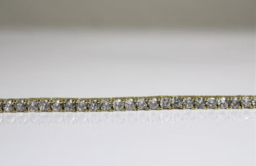 Yellow Gold Finish 3mm Created Diamond Round Cut Tennis Bracelet