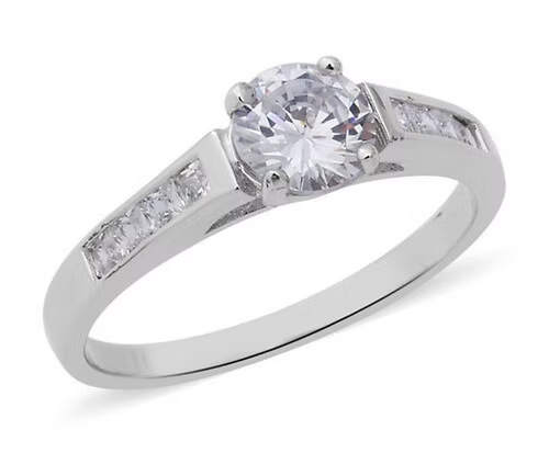 White Gold Finish Round Cut Eternity Ring Set