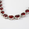 WHITE GOLD FINISH Red Ruby Oval Cut Crown Claw Necklace