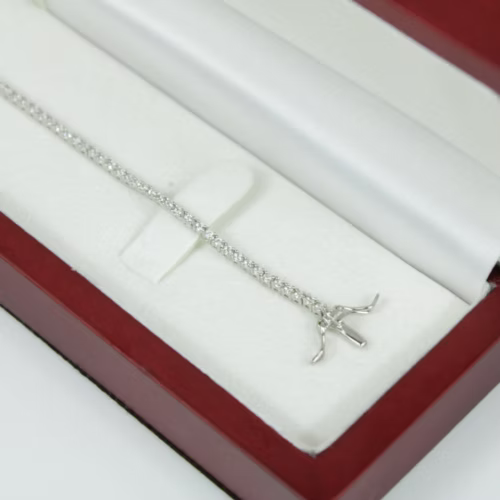 White Gold Finish Created Diamond Microscopic Round Cut Small Tennis Bracelet