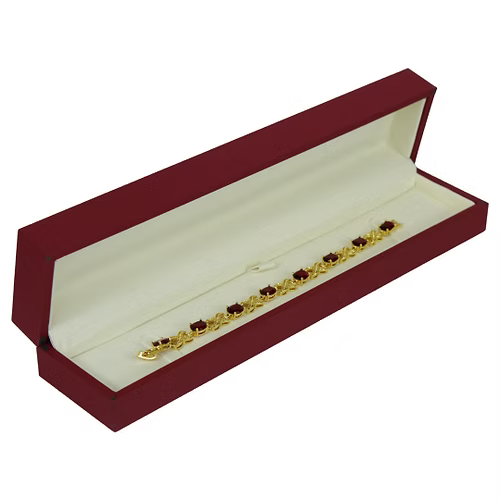 Yellow Gold Finish Ruby Love And Kisses Bracelet