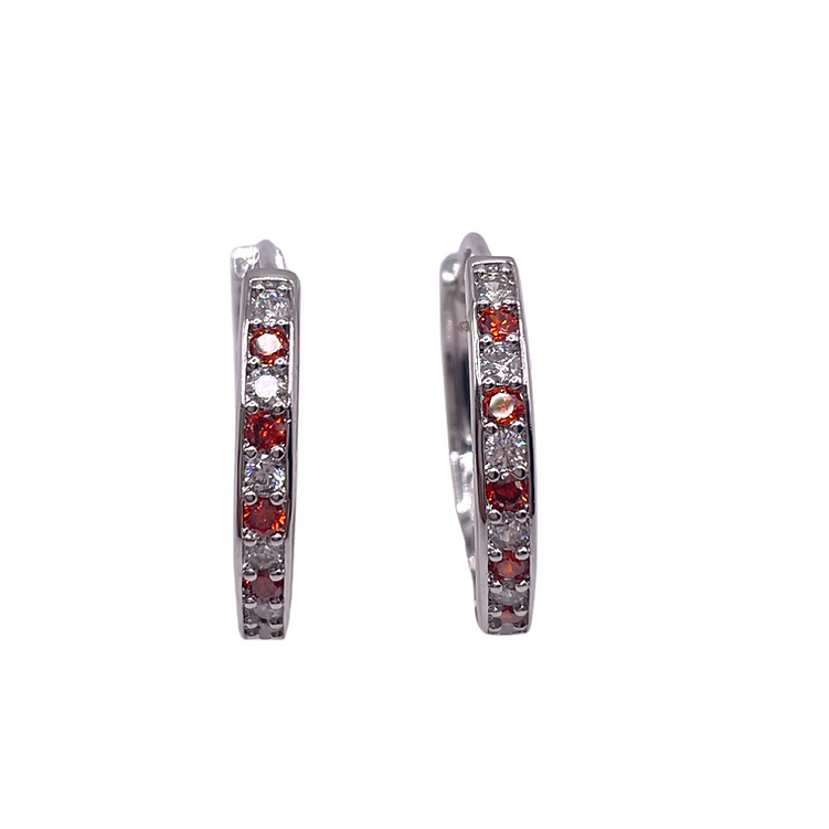 White Gold Finish Huggies Hoop Citrine and Created Diamond earring