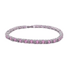 White Gold Finish Pink Tourmaline with 2 Created Diamond Tennis Bracelet