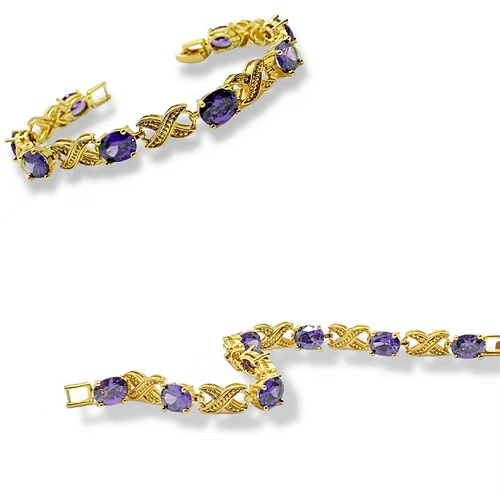 Yellow Gold Finish Amethyst Love And Kisses Bracelet