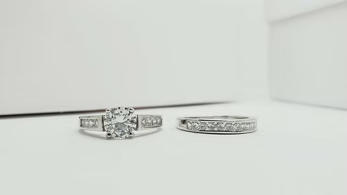 White Gold Finish Round Cut Eternity Ring Set