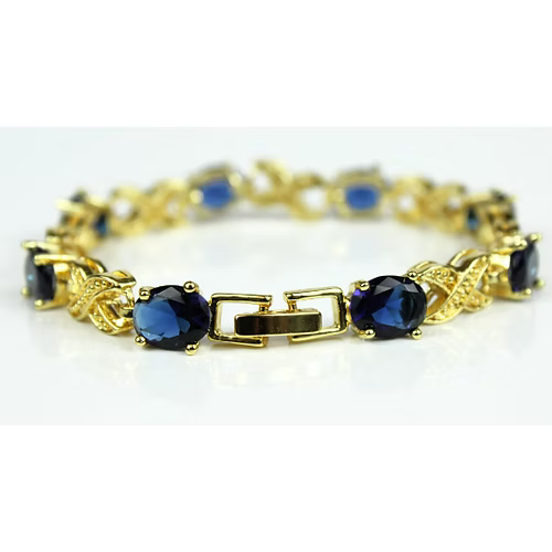 Yellow Gold Finish Sapphire Love And Kisses Bracelet