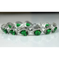 White gold finish Green Emerald And created diamond Pear Cut bracelet