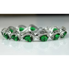 White gold finish Green Emerald And created diamond Pear Cut bracelet
