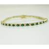 Yellow Gold Finish Created Diamond Green Emerald Round Cut Tennis Bracelet