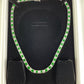 WHITE GOLD FINISH Square Cut Green Emerald and Created Diamond Necklace