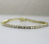 Yellow Gold Finish 3mm Created Diamond Round Cut Tennis Bracelet