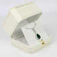 WHITE GOLD FINISH Green Emerald Pear Cut Created Diamond Pendant Necklace