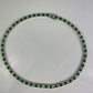 WHITE GOLD FINISH Square Cut Green Emerald and Created Diamond Necklace