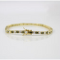 YELLOW GOLD FINISH Green Peridot Round Cut Alternating Created Diamond Bracelet