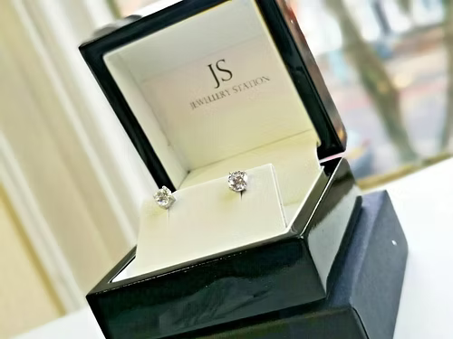White Gold Finish Round Cut Created Diamond Stud Earrings Perfect Gift