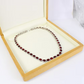 WHITE GOLD FINISH Red Ruby Oval Cut Crown Claw Necklace