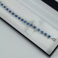 White gold finish blue sapphire created diamond heart cut bracelet Gift Idea
