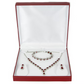 White Gold Finish Created Diamond Red Ruby Classic Pear Cut Set