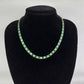 WHITE GOLD FINISH Square Cut Green Emerald and Created Diamond Necklace