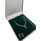 White Gold Finish Blue Sapphire Pear Cut and Created Diamond Set