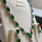 Green Emerald and Created Diamond Necklace Earrings Set - Elegant and Stunning