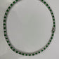 WHITE GOLD FINISH Square Cut Green Emerald and Created Diamond Necklace
